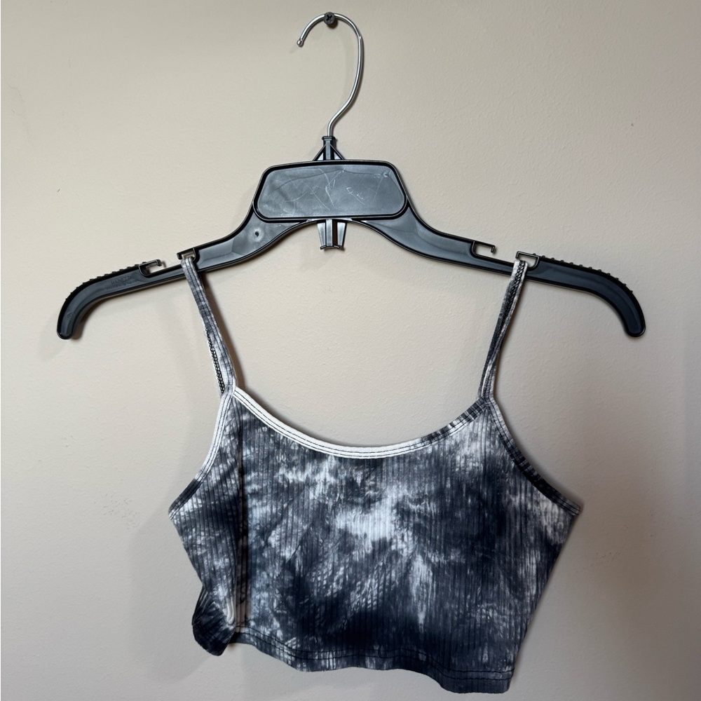 SHEIN Black and Gray Tie-Dye Crop Top